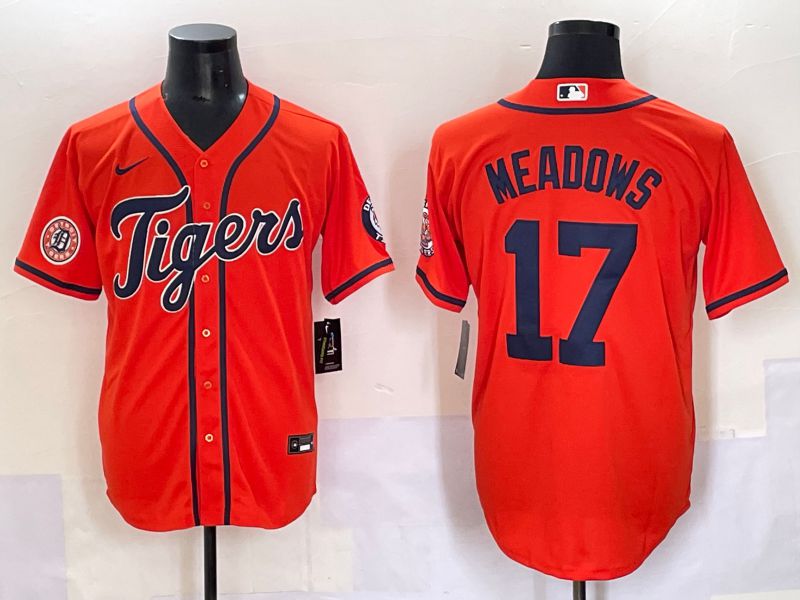 Men 2025 Detroit Tigers #17 Meadows Orange Game Nike MLB Jersey style 5